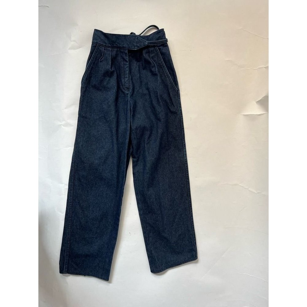 Gloria Vanderbilt Murjani Womens Cropped Jeans Blue Dark Wash Paper Bag Waist 6